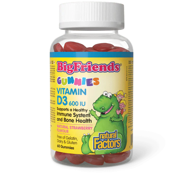 Natural Factors Natural Factors Big Friends Vitamin D Strawberry 600IU 60 Gummies