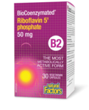 Natural Factors Natural Factors BioCoenzymated Riboflavin 5’- Phosphate 30 caps