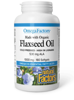 Natural Factors Natural Factors Certified Organic Flaxseed Oil 1000mg 180 softgels