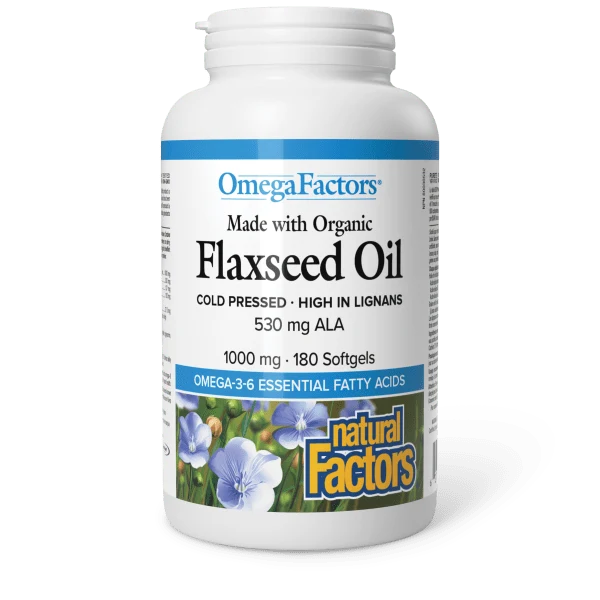 Natural Factors Natural Factors Certified Organic Flaxseed Oil 1000mg 180 softgels