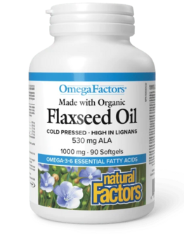 Natural Factors Natural Factors Certified Organic Flaxseed Oil 1000mg 90 softgels