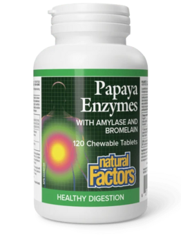 Natural Factors Natural Factors Chewable Papaya Enzymes with Amylase and Bromelain 120 Tablets