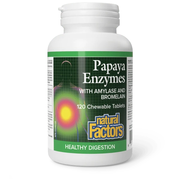 Natural Factors Natural Factors Chewable Papaya Enzymes with Amylase and Bromelain 120 Tablets