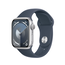 Apple Apple Watch Series 9 GPS 41mm Silver Aluminum Case with Storm Blue Sport Band - S/M
