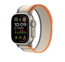 Apple Watch Ultra 2 GPS + Cellular, 49mm Titanium Case with Orange/Beige Trail Loop - S/M Carbon Neutral