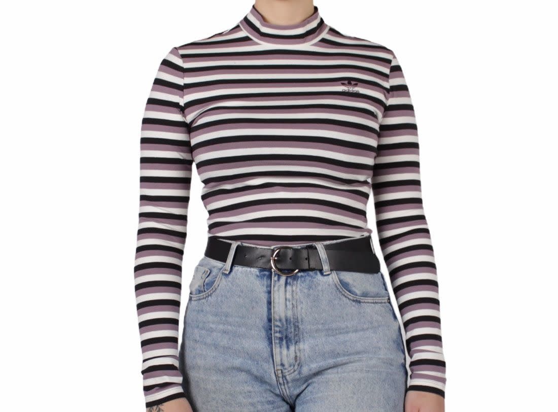 Adidas : Stripes Mock Neck LS Tee - WLKN
