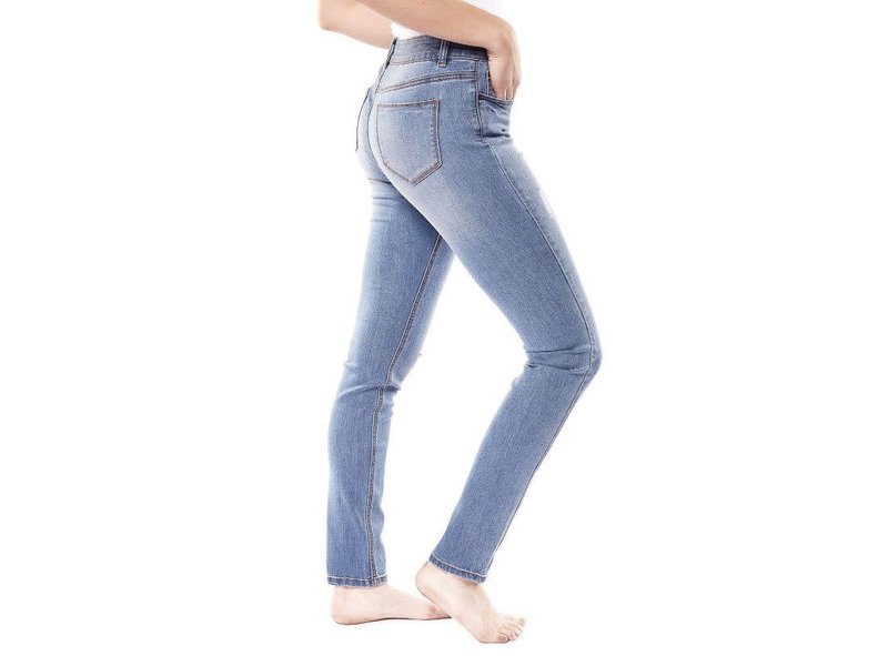 Ladies 5 Pockets Mid Rise Skinny Jeans 