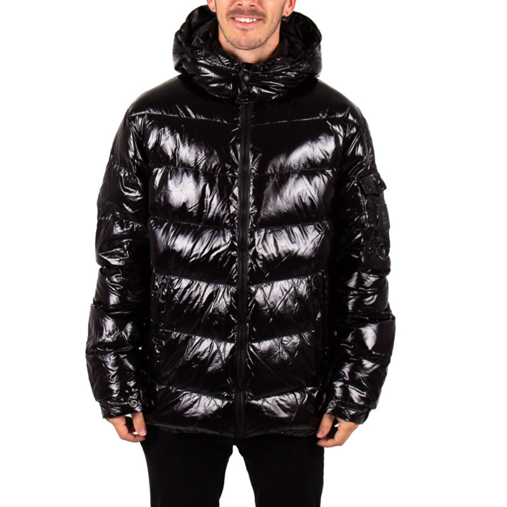 black winter puffer coat