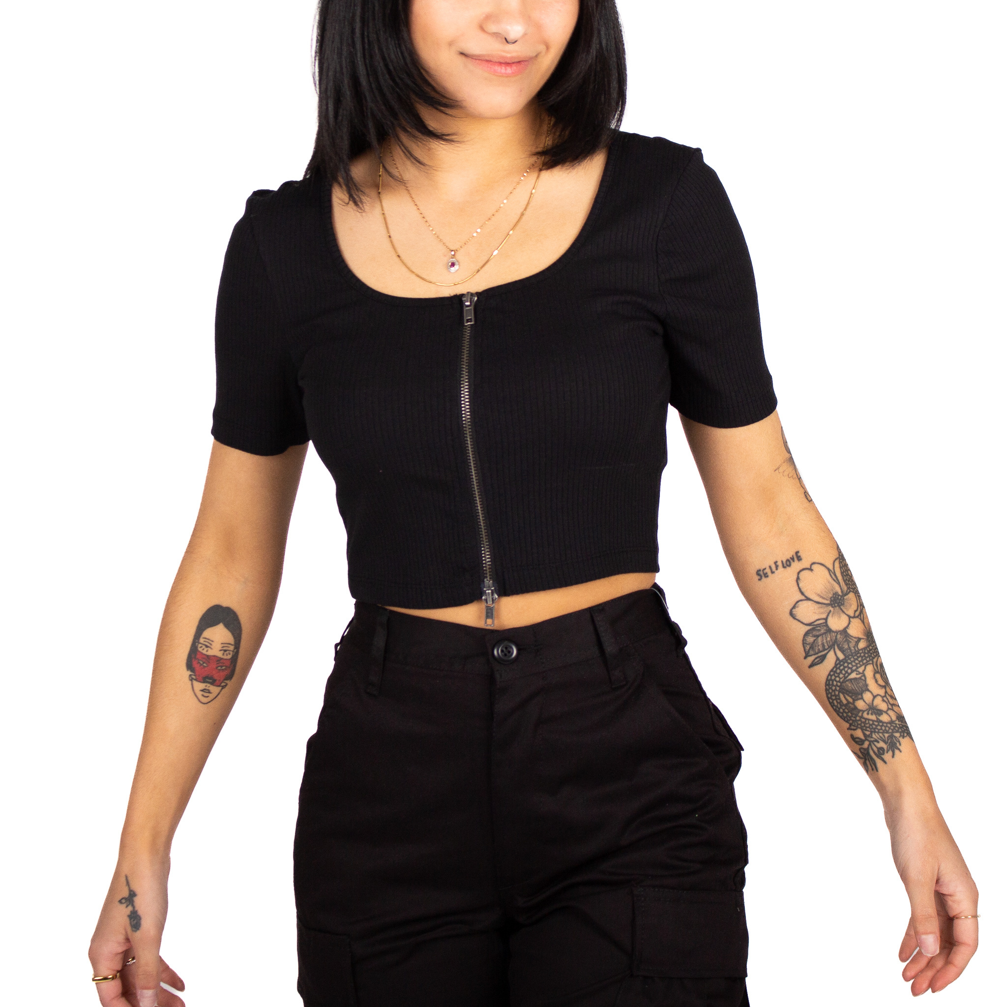 Noisy May Noisy May : NMRibella SS Zip Crop Top