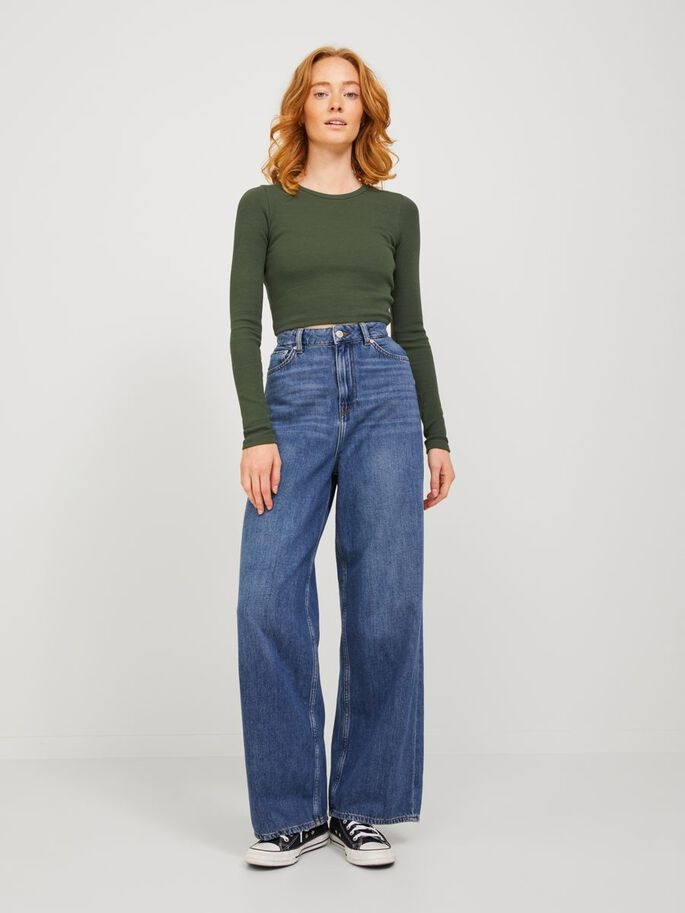 JJXX JJXX : Feline Long Sleeve Rib Tee - Black Forest