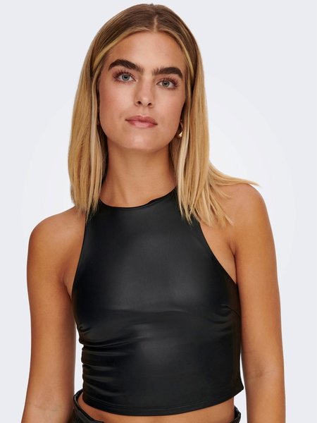 Only Only : Faux Leather SL Top