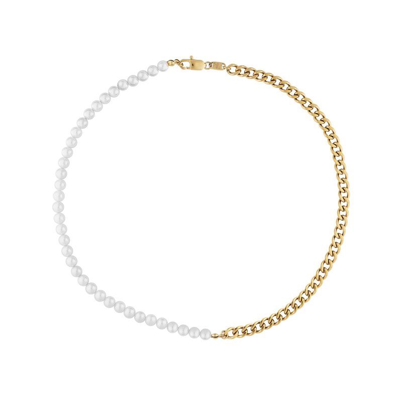 Five Jwlry Five Jwlry : Volga Half Pearl Necklace - Gold