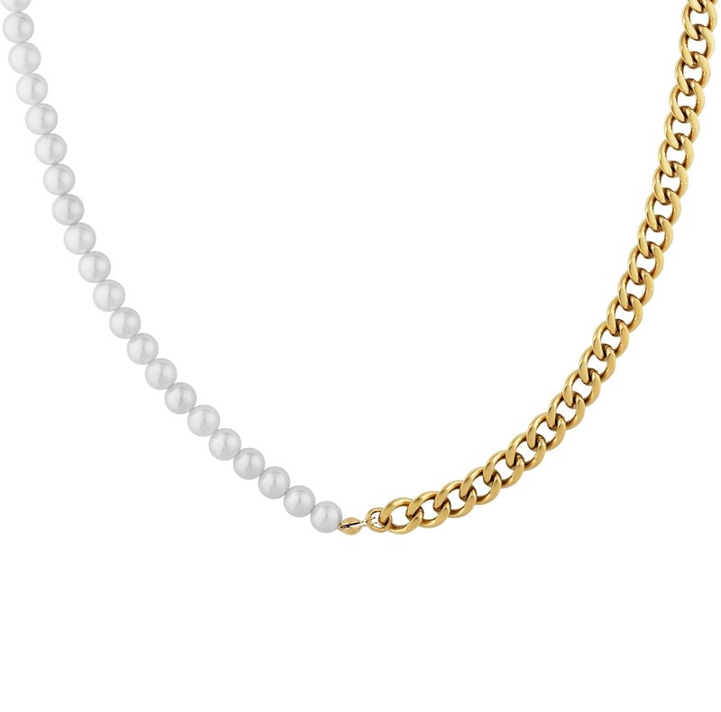 Five Jwlry Five Jwlry : Volga Half Pearl Necklace - Gold