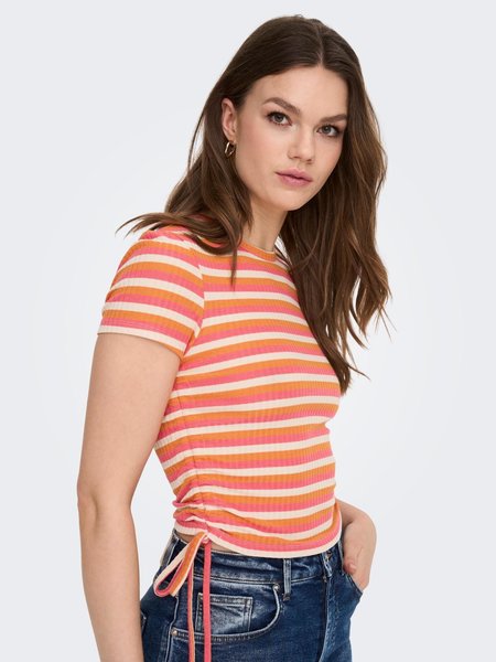 Only Only : S/S Rushing Top - Orange Multi