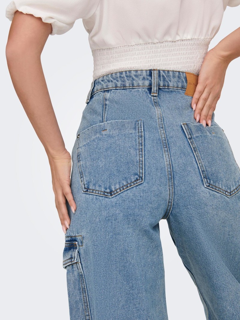 Only Only : Highwaist Wide Cargo Denim