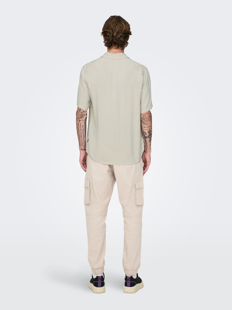 Only & Sons Only & Sons : Regular Fit Solid Color SS Shirt - Beige