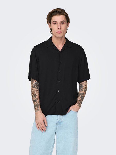 Only & Sons Only & Sons : Regular Fit Solid Color SS Shirt - Black