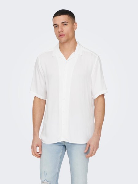 Only & Sons Only & Sons : Regular Fit Solid Color SS Shirt - White