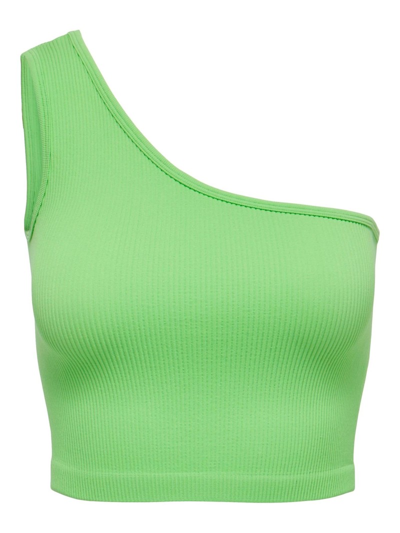 Only Only : Asymetric Rib Crop Top - Green