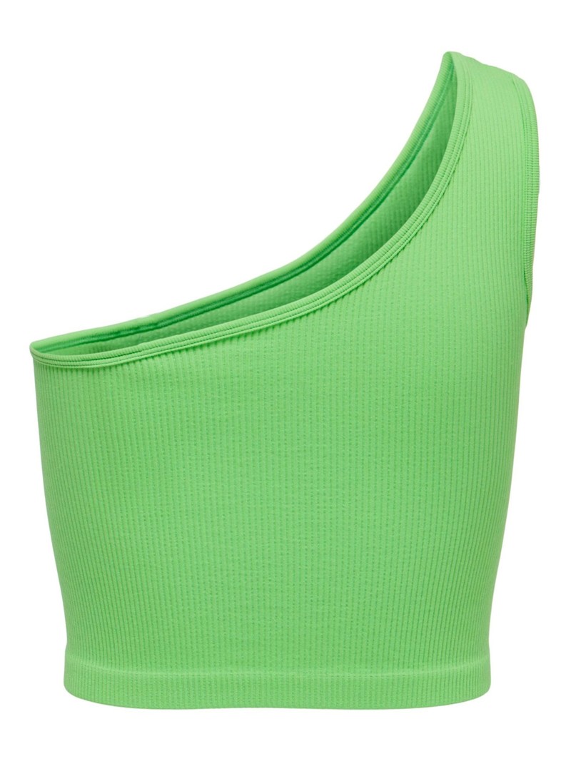 Only Only : Asymetric Rib Crop Top - Green