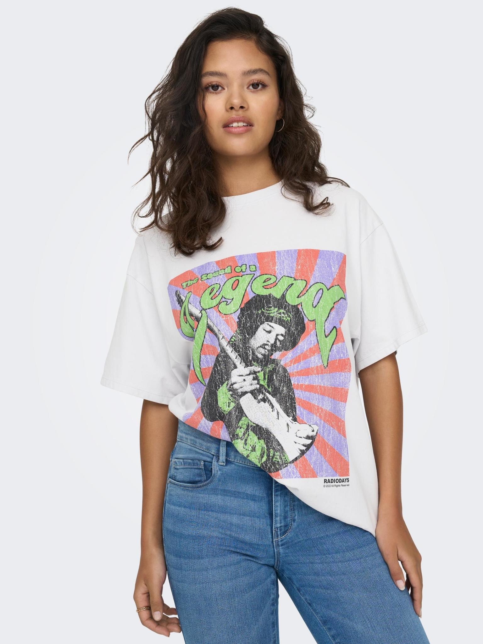 Only Only : Jimi Hendrix Oversize Tee - White