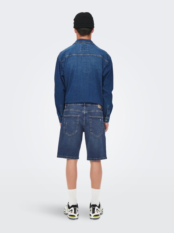 Only and Sons Only & Sons : Avi Ripped Denim Shorts