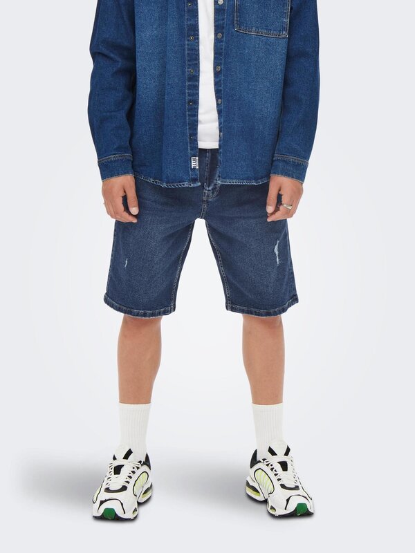 Only and Sons Only & Sons : Avi Ripped Denim Shorts