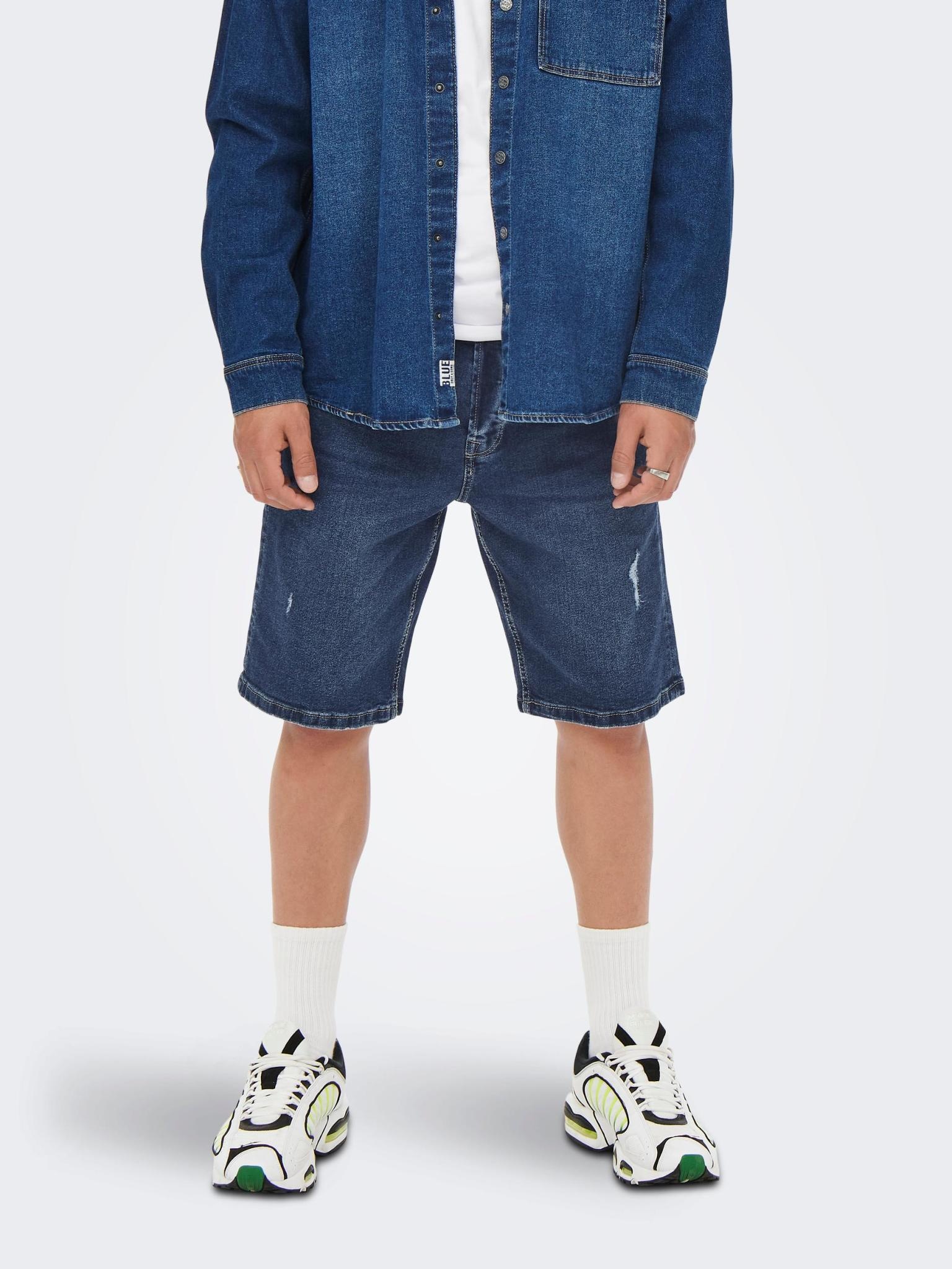 Only and Sons Only & Sons : Avi Ripped Denim Shorts