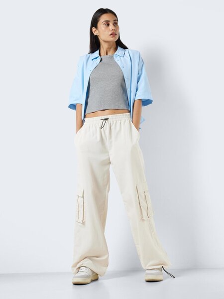 Noisy May Noisy May : Parachute Cargo Pants - Cream