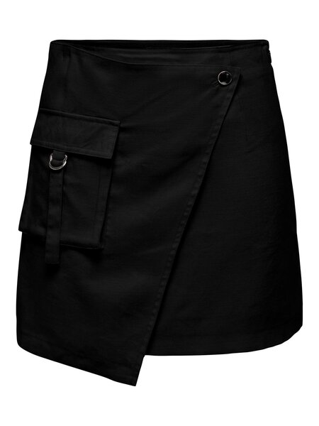 Only Only : Midwaist Cargo Wrap Skirt - Black