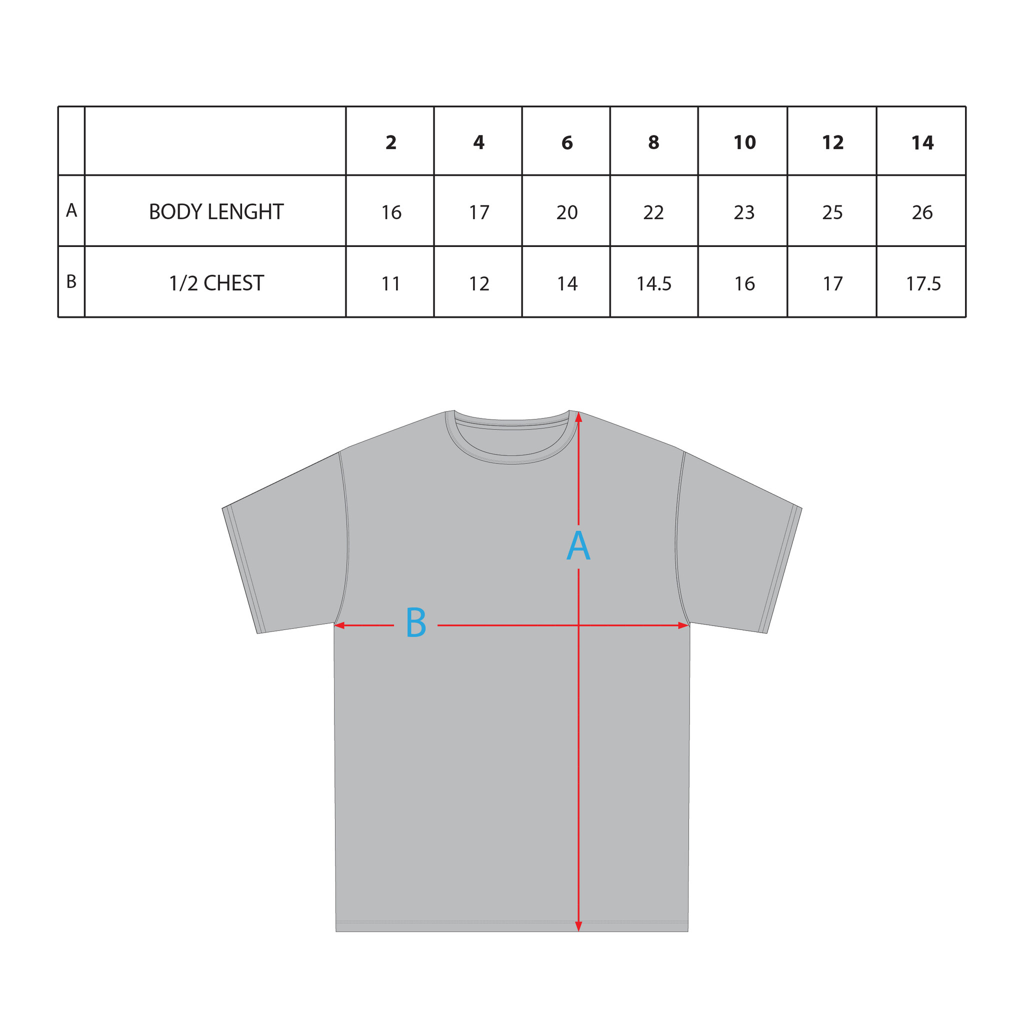 Junior t shirt size chart discount