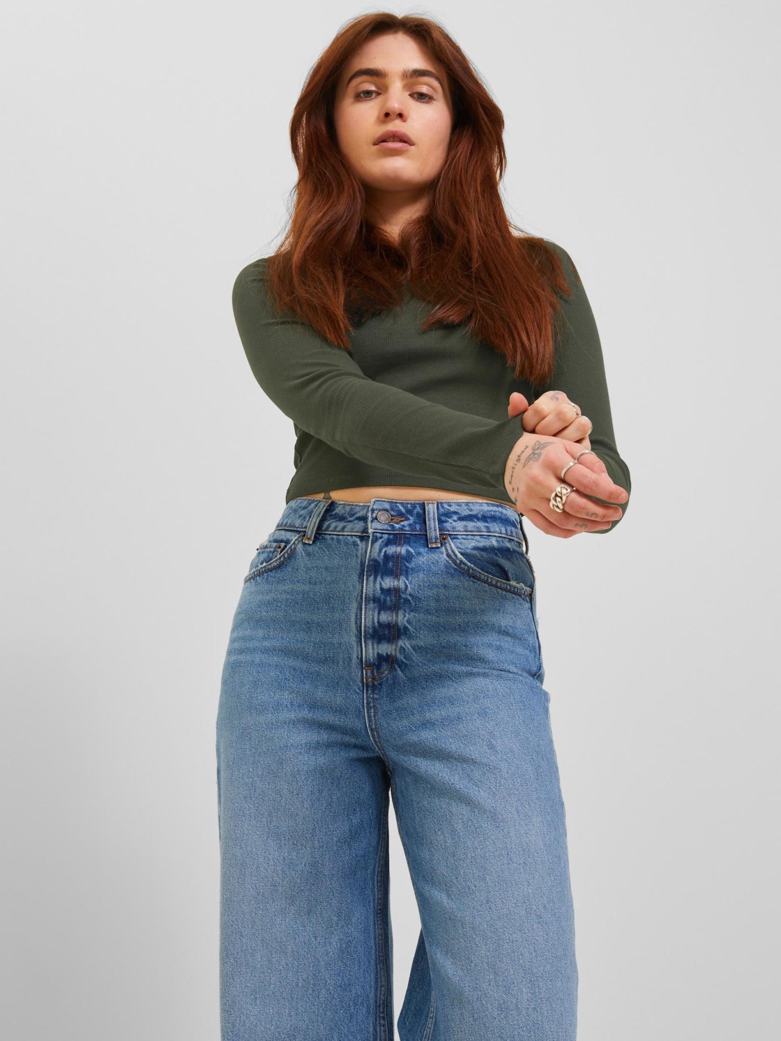 JJXX : Feline Long Sleeve Rib Tee - WLKN