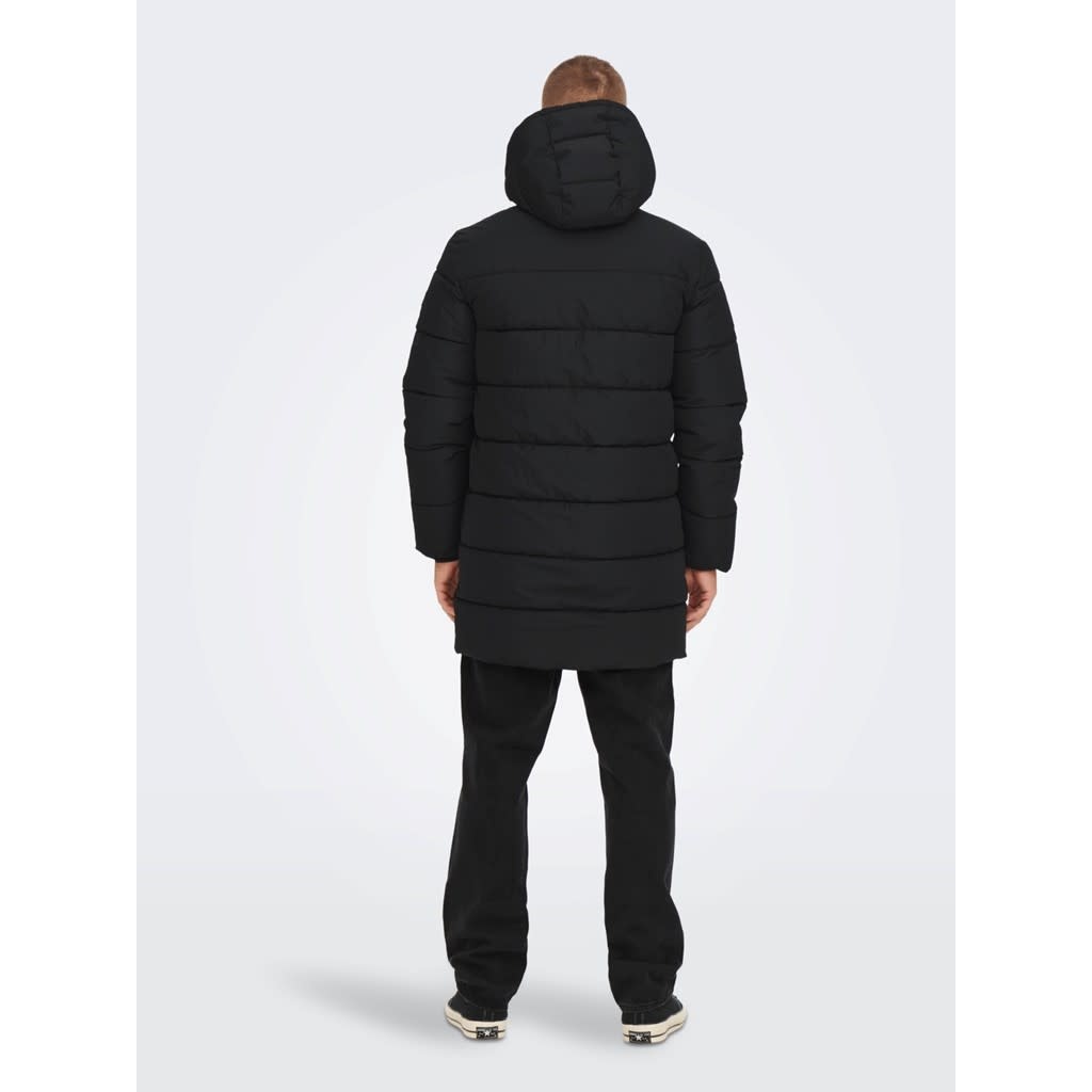 Only and Sons Only & Sons : Melvin Life Long Hooded Puffer Coat