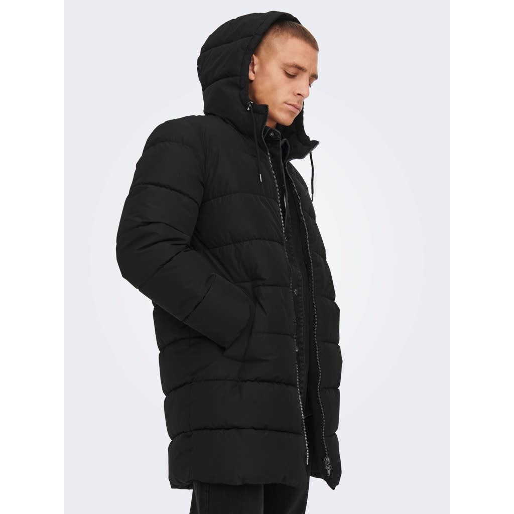 Only and Sons Only & Sons : Melvin Life Long Hooded Puffer Coat