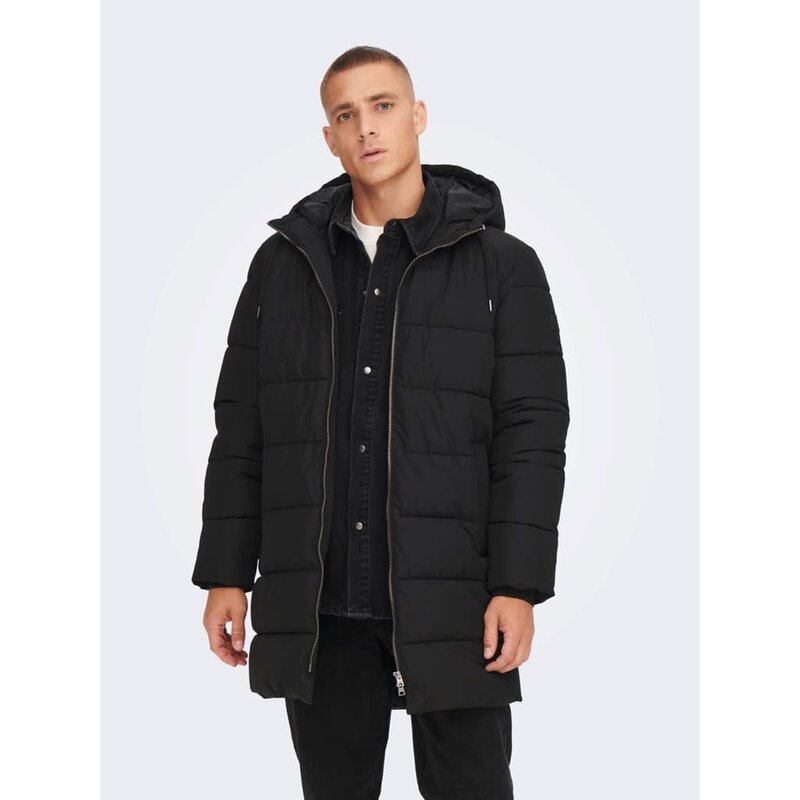Only & Sons Only & Sons : Melvin Life Long Hooded Puffer Coat