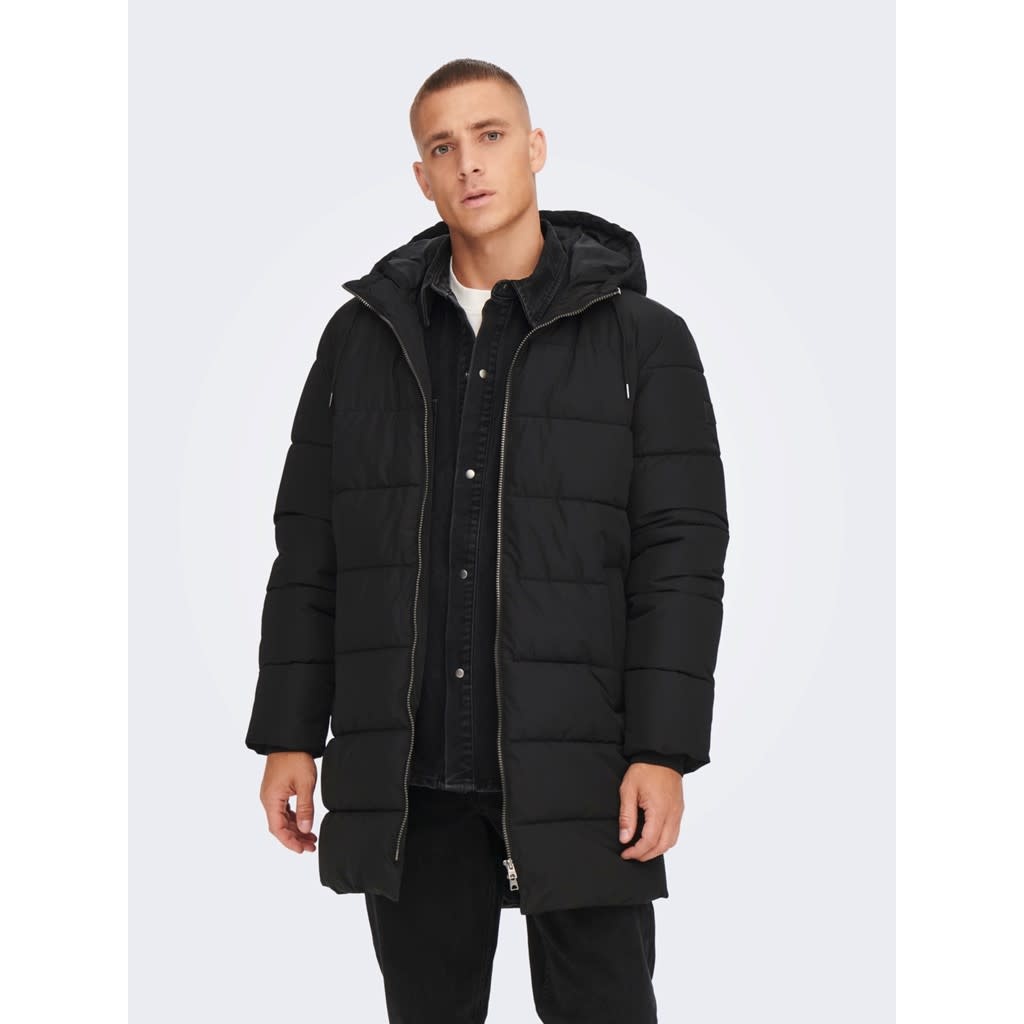 Only and Sons Only & Sons : Melvin Life Long Hooded Puffer Coat