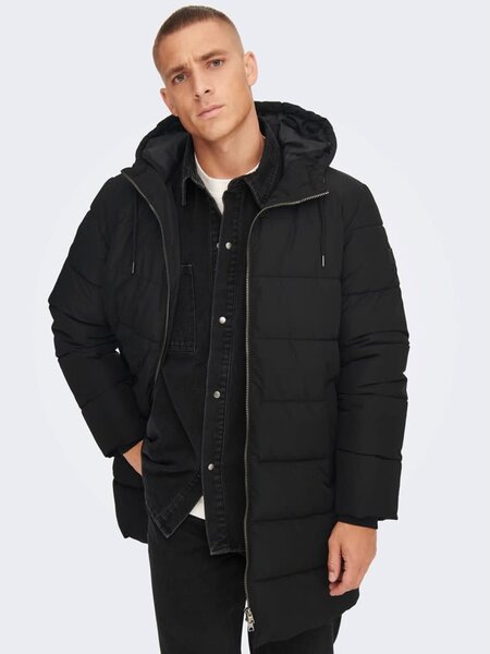 Only & Sons Only & Sons : Melvin Life Long Hooded Puffer Coat