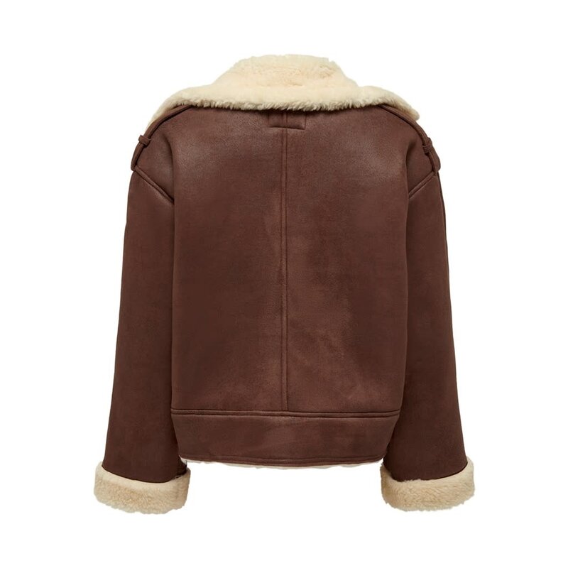 Only Only : Sueded Cropped Aviator Jacket