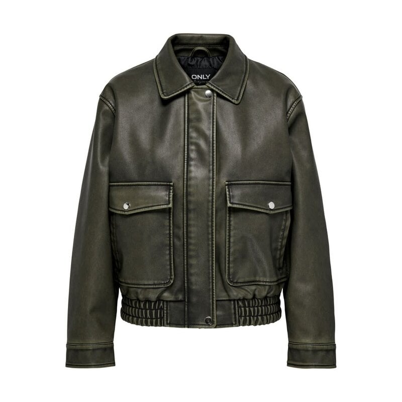 Only Only : PU Cargo Bomber Jacket