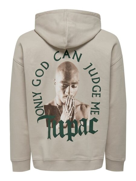 Only & Sons Only & Sons : Tupac Relax Hoodie - Silver