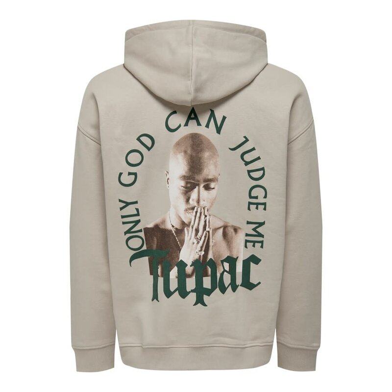 Only & Sons Only & Sons : Tupac Relax Hoodie - Silver