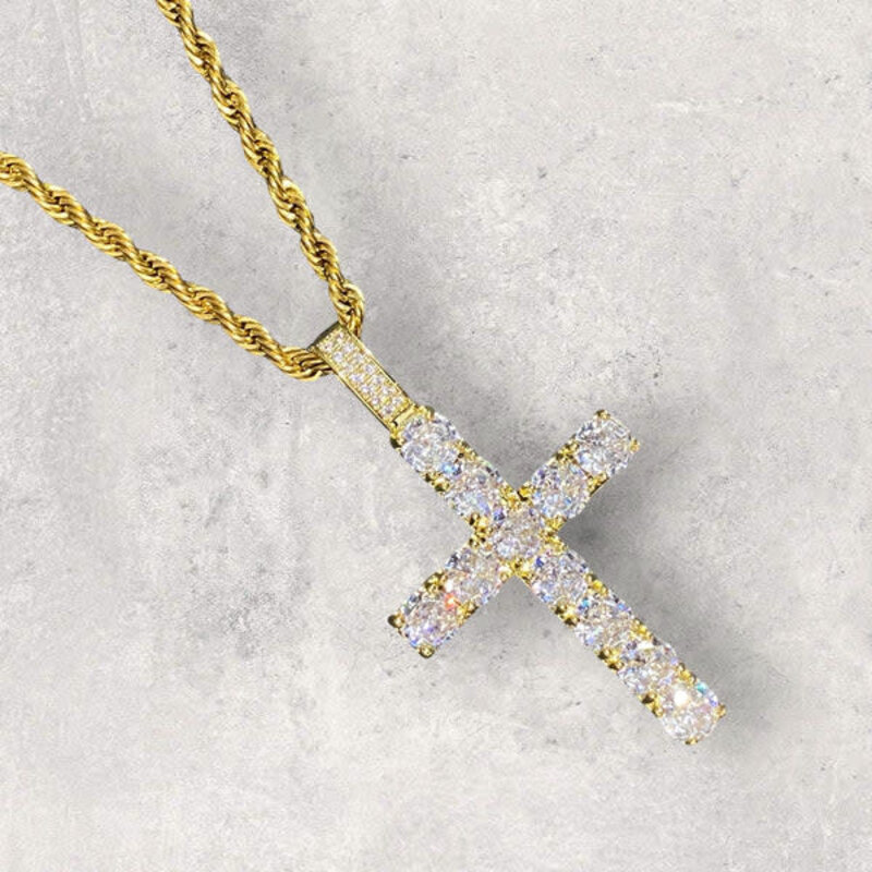 Deluxe Drip Deluxe Drip : Solitaire Cross Necklace - Gold
