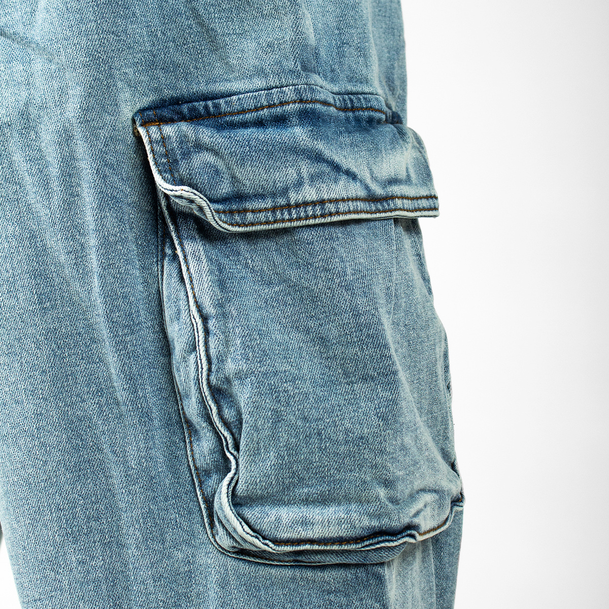 WLKN WLKN : Cargo Baggy Fit Denim Pants