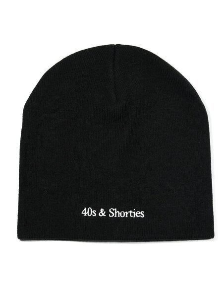 40s & Shorties 40's & Shorties : Text Logo Skull Beanie - Black