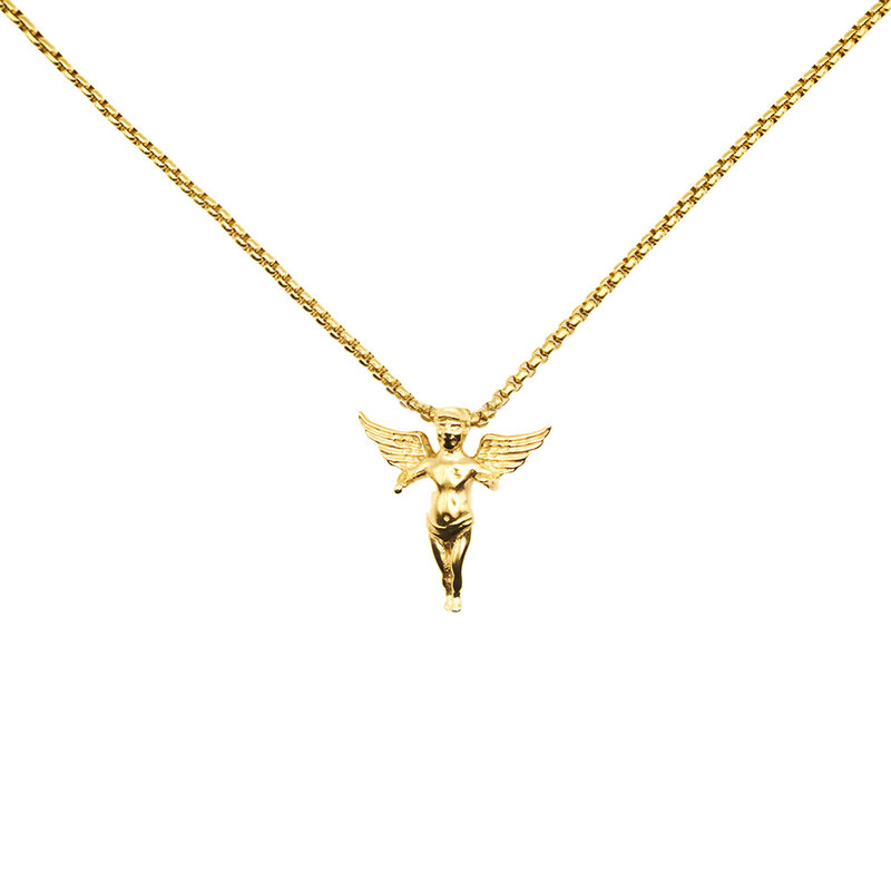 Hits Hits : Angel Pendant w/ 20in Box Chain - Gold