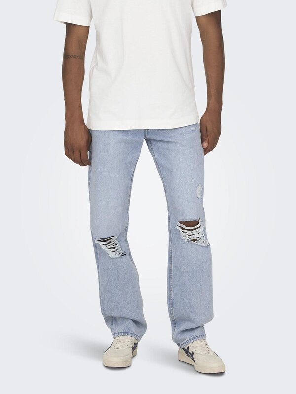 HONEY MI HONEY 】slash loose denim pants boys denim pants