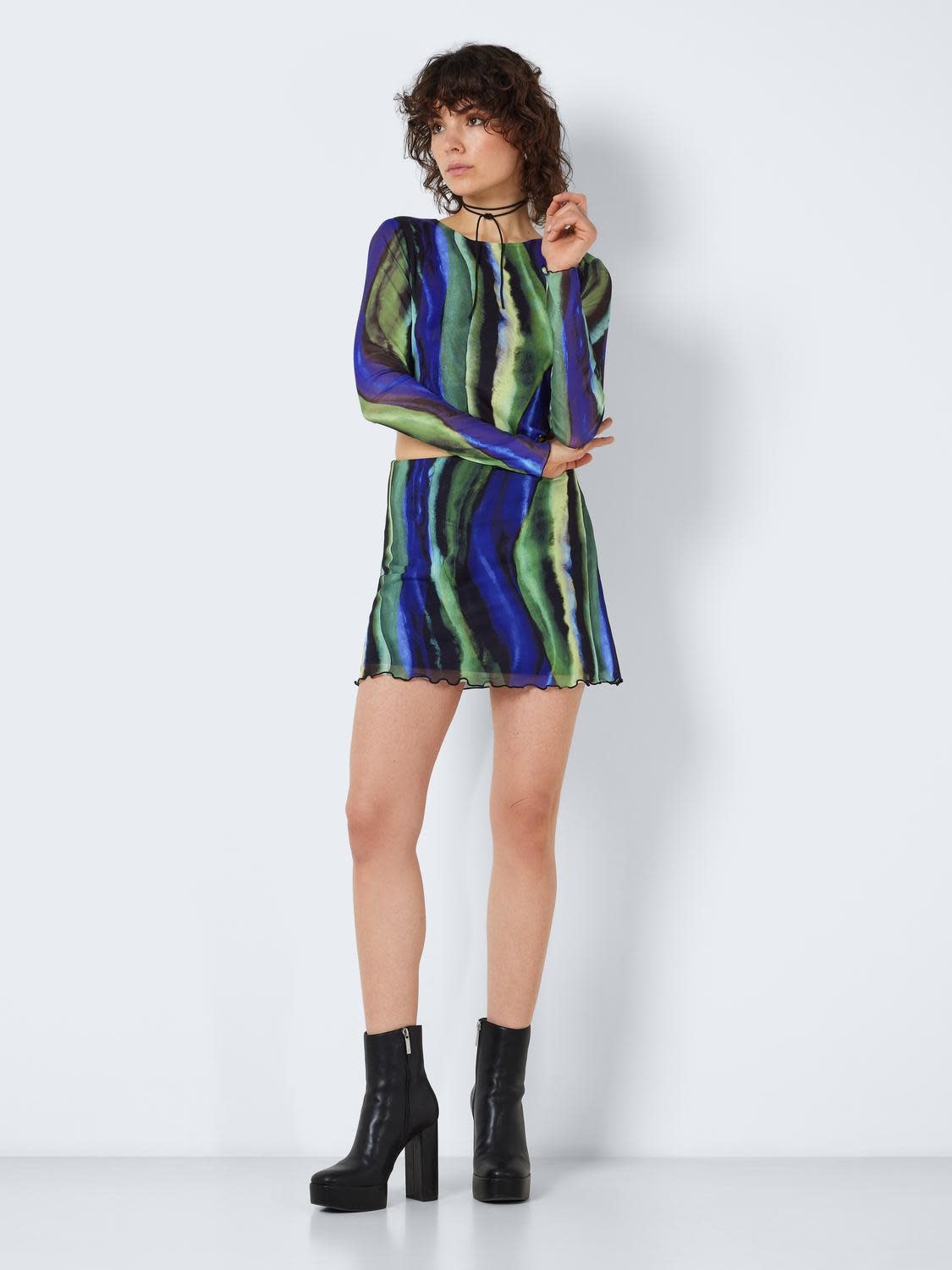 Noisy May Noisy May : Wave Print Mesh Skirt