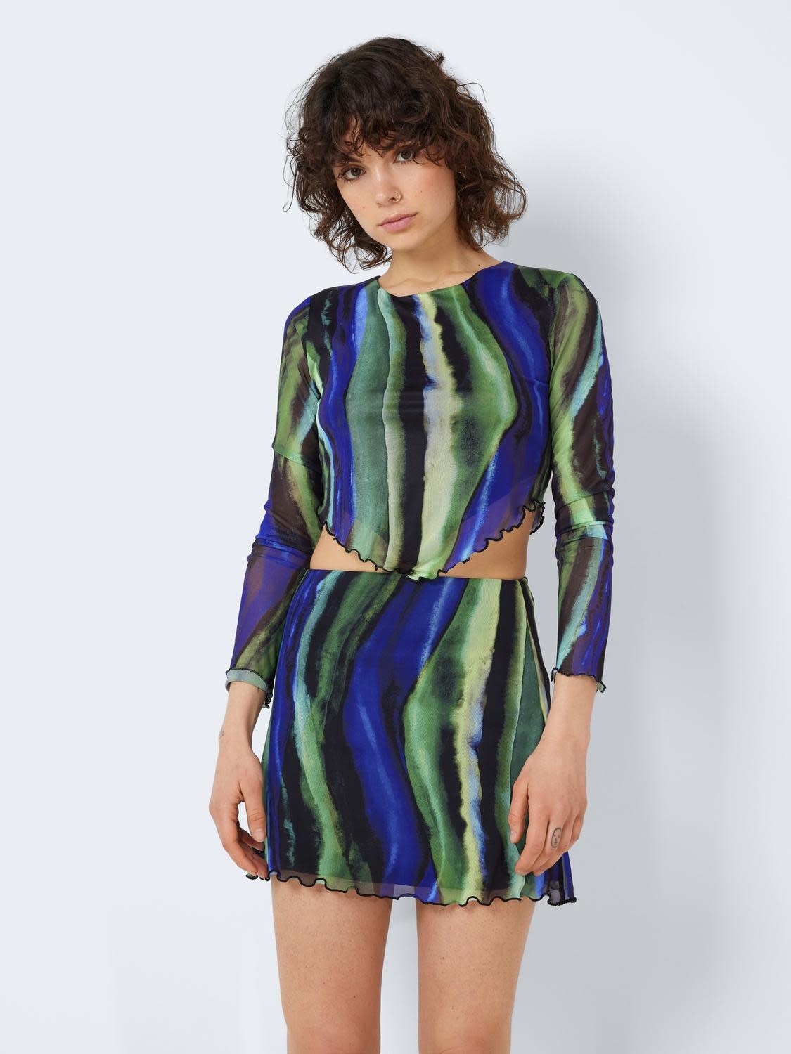 Noisy May Noisy May : Wave Print Mesh Top