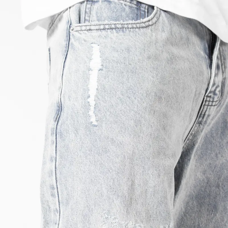 WLKN WLKN : Distressed Logo Loose Fit Denim Pants