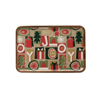 Creative Coop Lg - Joy - Enamelled Acacia Wood Tray